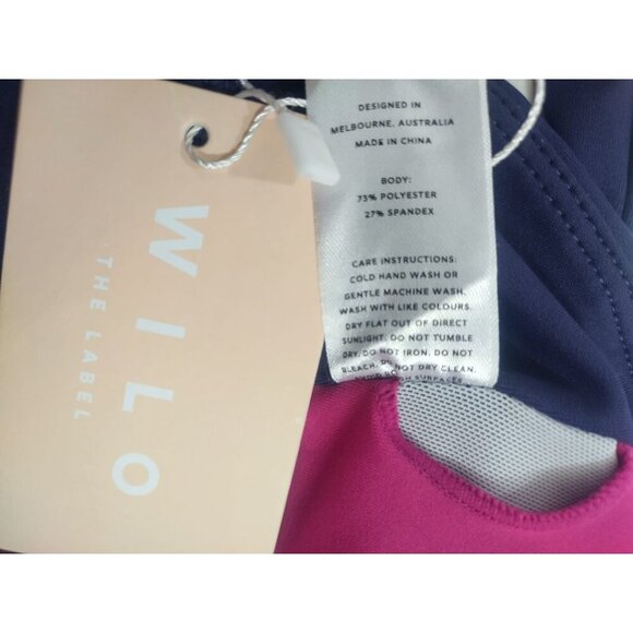 Wilo Colorblock Medium Support Sports Bra In Navy/Pink/White, NWT - Picture 3 of 7